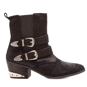 Nightwalker The Sheriff Boot Black Sz 8 Western Cowgirl Bohemian Suede Calf Hair